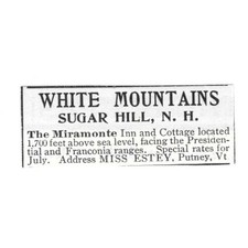 The Miramonte Inn And Cottage Ms Estey Sugar Hill NH 1903 Magazine Ad SAG6-S26 picture