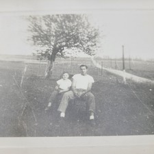Canton OH Ohio Man Boy Hanging Out Relaxing Chairs c1940s Vintage Photo picture
