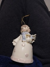 Vintage Pink & White Angel Bell Figurine  picture