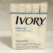 Ivory Bar Soap 10 Pack 4.5oz Each Simply Ivory 99.44% Pure Discontinued READ ALL picture