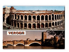 Verona’s Arena and Castelvecchio, Souvenir Postcard picture