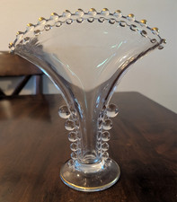 Vintage Imperial Glass Candlewick Clear Fan Vase 8.5