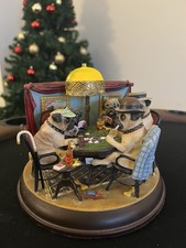 The Poker Playing Pugs Danbury Mint 2006 Retired Figurines Dogs -  LIGHT WORKS picture