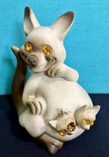 Vtg Roselane California Pottery Kangaroo Mom & Babies Figurine Jewels MCM 1960’s picture