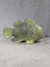 Vintage Statue Figurine Pottery Fish Green Whimsical With Beautiful Design 10