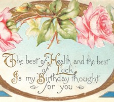 Antique 1910 Embossed Gilded Roses Birthday Greeting Postcard Posted picture