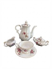 Ucagco Japan Moss Rose Gold Porcelain 7pc Teapot Sugar Creamer Cups Saucer G picture