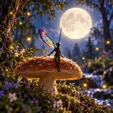 Handmade Enchanted Nude Fairy Garden Miniature Fae Rainbow Dragonfly Wing Fairy  picture