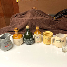Vintage Scotch Whisky Whiskey advertising pub jug decanters bottle stand picture