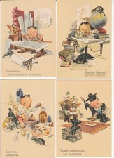 vintage Lot 4 Comic Humor Postcards Child doing School work picture