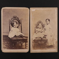 CDV Lot of 2 (3) Sisters Kate, Carrie & Mary Tripp Bridgeport Connecticut #770 picture