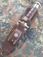 VINTAGE HACKMAN FINLAND VIETNAM ERA SURVIVAL FIGHTING KNIFE LEATHER SHEATH picture