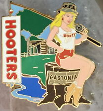 HOOTERS Gastonia NC Sexy HOT Waitress GIRL PIN Babe w/ Fishing Pole Lake & Cabin picture