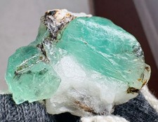 124CT High Quality Baryl War Green Emerald Crystal On Matrix From Chitral@PAK picture