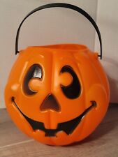Vintage Halloween Blow Mold Jack O Lantern Pumpkin Plastic 1997 Pale Bucket picture