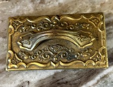 Antique Brass Rocker Ink Blotter Ornate Victorian Era Art Nouveau Desk Accessory picture