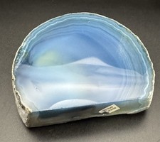 Vintage Brazilian Blue Agate Geode Slice Polished Mineral Specimen Made Brazil picture