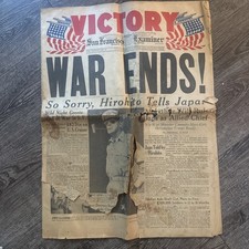  War Ends Ww2 1945 San Francisco Examiner Newspaper Wwii Vintage picture
