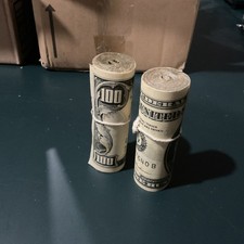 2 Vintage Money Fire Starters Huge $100 Dollar Bill Rolls USA Fireplace Novelty  picture