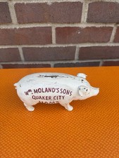 Cast Iron William Moland's Sons Quaker City Hams Advertising Pig Piggy Bank picture