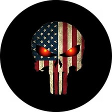 Tire Cover of U.S.A Red Eyes Flag Skull picture