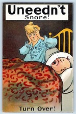 c1910's Postcard Uneedn't Shore Turn Over Couple On Bed Man Snoring Antique picture