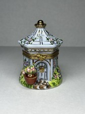 Vintage Atelier De Lemoges France Trinket Dish Bird House Hand Painted Porcelain picture