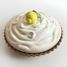 Vintage 1970’s Lemon Meringue Japan Pie Serving Dish 3-D Lid Ceramic picture
