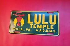 Vintage Lulu Temple Philadelphia, PA Masonic Embossed Vanity License Plate NOS picture