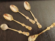 Vintage Japanese Gold-Plated Rose Handle Spoons – Floral Design picture