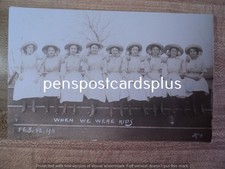 Row of 9 Pretty Young Ladies in Matching Outfits 1911 RPPC Postcard picture
