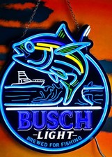 Busch Light Brewed for Fishing Fish LED Lighted Beer Sign Bar Bait Lure  Boat picture