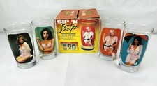 (4) Vintage MCM Pinup Girl Peek-A-Boo Nude Risque Novelty Cocktail Glasses MINT picture