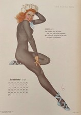 Vintage 1948 Varga Girl Calendar Page February Alberto Vargas Pin Up picture