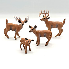 VTG Schleich White Tail Deer Family Lot 4 2 Bucks Doe Fawn Retired Y2K Figures picture