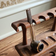 Vintage French Patented Tobacco Pipe Unusual Gold Tone Metal Frame Estate picture