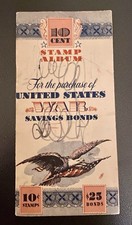 1942 UNITED STATES War Savings Bonds 10 Cent Stamp Album - with 8 Stamps picture