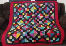 Newly hand made batiks fabric Jewel Box pattern lap quilt 58