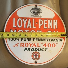 Loyal-Penn Royal 400 Motor Oil 100% Pure Pennsylvania Gas & Oil Sign picture