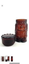 RARE  Vintage 1960s Native American Chief  Amber Glass tobacco/ cigar humidor  picture