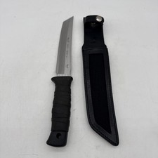 Muela Tanto Knife Fixed Blade-440 Fury/90036 Rubber Handle/Black Leather Sheath picture