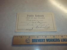 VINTAGE 1894 EAU CLAIRE PUBLIC SCHOOL PROMOTION DIPLOMA CARD Wisconsin Wi KRAMER picture