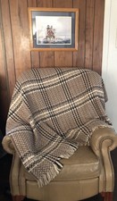 Vintage Pendleton 100% Virgin Wool Throw Blanket with Fringe Brown 56 x 66 EUC picture