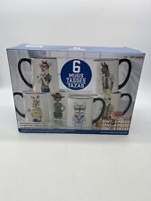 Hipster Animal Coffee Mugs 6 Pc Set 17.5 Oz. Stoneware By Signature - NEW picture