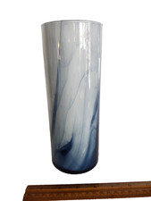 Vintage Libbey Marbelique Mystique Cobalt Blue Swirl Cylinder Vase *9