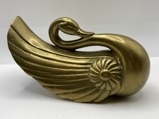 Vintage Crowning Touch Art Deco Heavy Brass Swan Wall Hanging Pocket Planter EUC picture