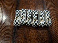 MacKenzie Childs - Set of 6 - Bee & Thistle Porcelain Napkin Rings picture