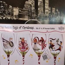 Twelve Days of Christmas Goblets Complete Set of 12 Block Basics NEW Old Stock picture