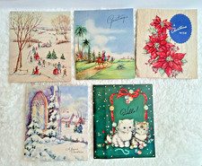 5 VTG Picture-View 3D Christmas Greeting Cards Diorama Tunnel 1940's Unused picture