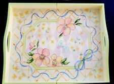 Avon Folding Wooden Tray Hand Painted Lovely Pastel Flowers. picture